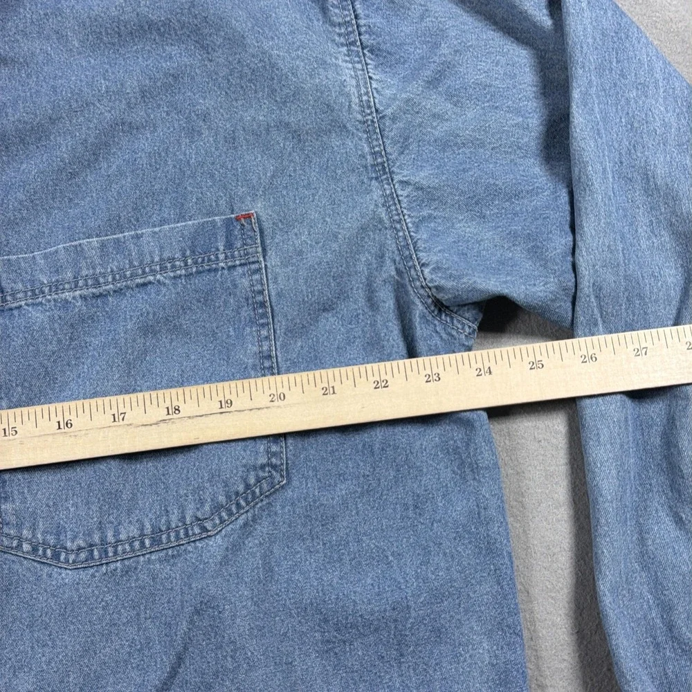 Vintage Levis Denim Shirt Mens LT Blue Long Sleeve Button Up Tall Workwear